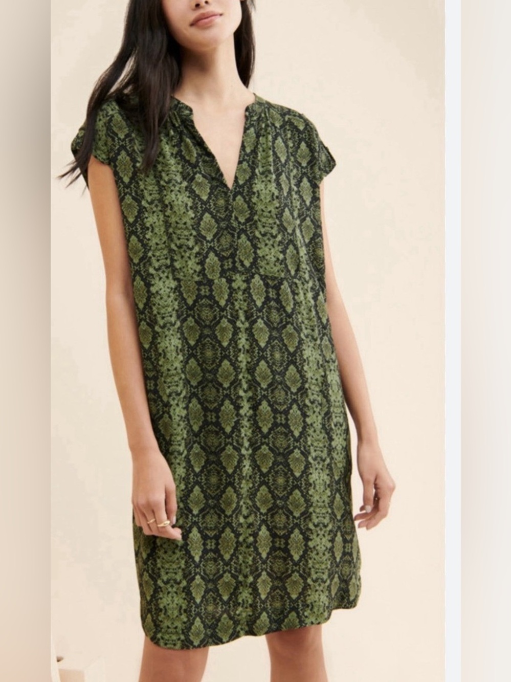 Anthropologie Rachel Green Snakeskin Print Tunic Shift Dress Boho Minimalist M